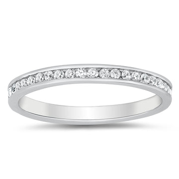 Eternity Style Round Simulated Cubic Zirconia 925 Sterling Silver Band Ring